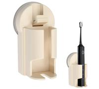 2 PCS Electric Toothbrush Holder Wall Mounted Suction Cup Self Adhesive Toothbrush Head Holders Kids Bathroom Organiser for Toothpaste and Razor, No Drill Universal Fit Waterproof Detachable White