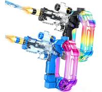 2 Pcs Electric Water Gun for Kids, Automatic Water Pistol Guns with Colourful Light Large Capacity 30Ft Long Range, Summer Water Gun Electric For Pool Party Beach Outdoor Toys