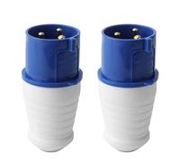 2 Pcs ELECTRICAL PLUG 32 Amp Industrial Plug Socket - 1-Phase 3 Pin Waterproof IP44 32A 220-250V Blue Electrical Connector with Male and Female Locking Mechanism