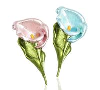 2 Pcs Elegant Calla Lily Brooch Pins Pink and Blue Flower Brooches Breastpin Calla Lapel Pins Jewelry Accessories for Mother's Day Birthday Women Girl Clothes Collar Dress Scarf Party Decoration Gift