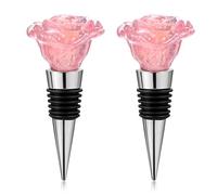 2 Pcs Elegant Rose Wine Stoppers, Silicone Leak Proof Bottle Stopper Keeps Wine Fresh, Reusable Wines Bottles Stopper for Party, Bar, Home, Birthday, Holiday, Anniversary