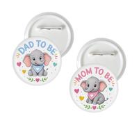 2 Pcs Elephant Mom to Be Button Pins, Elephant Dad to Be Badge Pins, Animal Gender Reveal Stain Brooch Button for New Parents, Baby Shower/Pregnancy Announcement Party Decorations
