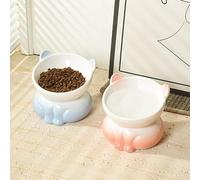 2 PCS Elevated Ceramic Cat Bowls, 25°Raised Cat Food Bowl, Whisker Friendly Anti Vomiting Cats Dishes, Anti Vomiting & Protect Pet's Spine, Feeder Dish for Indoor Kitty and Small Dogs(Gradient colour)
