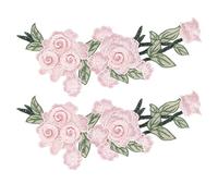 2 PCS Embroidered Flower Applique, Sew on Floral Patches Flower Embroidery Appliques Decorative Patches for DIY Clothing Jackets Jeans Backpacks (Rosy)