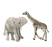 2 PCS Embroidery Applique Patches, Elephant and Giraffe Delicate Embroidered Patches, Iron on Patches, Sew on Applique Patch, Cool Patches for Men, Women, Boys, Girls, Kids