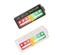 2 Pcs Emotion Pin with Badge Backs, Adjustable Social Battery, 7-Day Switching Design Brooches for Men and Women