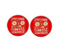 2 Pcs Emotional Support Coworker Round Button Pins, Inspirational Sunflower Daisy Alloy Lapel Pins for Coworker Onboarding Employee Boss Supervisor