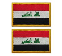 2 PCS EmWoot Iraq Flag Patch Embroidered Morale Patch Military Tactical Patches Hook and Loop Applique Fastener