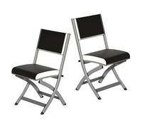 2 Pcs Ergonomic Folding Chair Set, PU Leather Padded, Space-Saving Foldable Dining Chairs for Events, Office, Weddings, Parties - Stylish Black Design