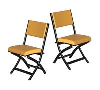 2 Pcs Ergonomic Folding Chairs - Yellow PU Leather Padded, Space-Saving, Lightweight, Ideal for Dining, Events, Office, Weddings, Parties - Comfort & Style Combined