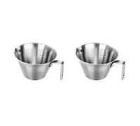 2 Pcs Espresso Cups with Handle, Stainless Steel Espresso Measuring Cup, Double Spout Metal Measuring Cup, 3.4OZ/100ML