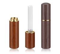 2 Pcs Espresso Stirrer Tools, Wood Needle Type Coffee Distribution Tool, 5 Needles 0.4mm Coffee Stirring Tool, Professional Barista Hand Distribution Tools Eespressos Accessories(Ebony+Rosewood)