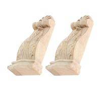 2 Pcs European Style Wooden Corbel for Home Decor, Rustic Column | Fine Wood Carving, Stable Support, Versatile Application, Beige Finish, Living Room Accent Piece