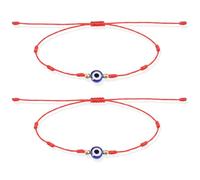 2 Pcs Evil Eye Bracelets for Women Men 7 Knot of Protection Bracelet Adjustable Red String Bracelets with Gold Beads Handmade Braided Eveil Eye Bracelet Jewelry for Women Men Family Friends Gifts
