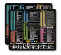 2 Pcs Excel Cheat Sheet Desk Mat, Shortcut Mouse Pad Set, Office Shortcuts Mouse Pad for Excel, Word, PowerPoint, Windows, Non-Slip Rubber Desk Mat for Work, Study, Employees Gifts, 250 x 300 mm