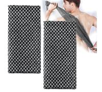 2 Pcs Exfoliating Washcloth Extra Long Exfoliating Towel, Exfoliating Body Scrub Loofah Back Scrubber, Dead Skin Cell Remover for Men Women for Body Cleaning & Massage(Black)