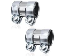 2 Pcs Exhaust Clamp Pipe Connector 50 x 125mm, Universal Adjustable Exhaust Pipe Joiner, Stainless Steel Exhaust Sleeve for Cars, Household and Industrial Pipe Connections with Bolts