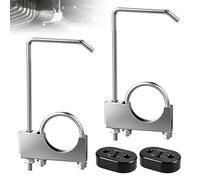 2 PCS Exhaust Hanger with 2 PCS exhaust rubber mount, 2.5 Inch Zinc Plated Universal Clamp On Exhausts Hanger Adjustable Muffler Pipe Clamp with Hangers for Fixing Exhausts System Silencer Pipe