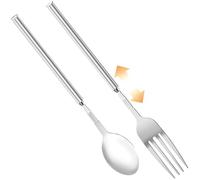 2 Pcs Exquisite Retractable Fork Spoon Stainless Steel Extendable Fork, Long Fork Long Spoon Tool Expandable Fork Supplies, Retractable Fork Tableware, Chef Spoon Suitable for Eating Gourmet Food