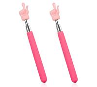 2 Pcs Extendable Teachers Pointer for Classroom, Telescopic Hand Pointer Finger Pointer Stick, Retractable Classroom Pointer for Elementary Kindergarten Teacher, Classroom Supplies(Rose Red)