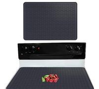 2 Pcs Extra Large Silicone Hob Covers for Electric & Gas Cookers, 70x50cm Heat Resistant Induction Hob Protector Mat, Multifunctional Non-Slip Hob Cover for Kitchen Countertops & Dish Drying(Black)