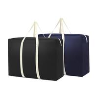 2 Pcs Extra Large Storage Bags with Zips, Heavy Duty Moving Bags, Waterproof Packing Boxes Bags for Moving House Travelling Camping Duvet Blankets Bedding Clothes Storage Bags Moving Totes