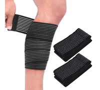 2 PCS Extra Long Elastic Knee Leg Support Bandage, Black Adjustable Leg Compression Thigh Compression Sleeve,Knee Wrap for Legs Plantar Fasciitis Joint Pain Basketball Running Soccer Football