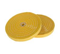 2 Pcs Extra Thick 8 Inch Cotton Buffing Wheel, 55 Ply Cloth 5/8 Inch Arbor Hole Abrasive Polishing Wheel for Bench Grinder(Yellow)