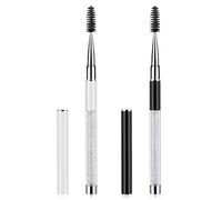 2 PCS Eye Brow Brush Eyelash Brush with Cap Mascara Spoolies Reusable Brow Brushes with Crystal Handle Portable Eyebrow Spiral Brushes Cosmetic Brush Makeup Tool Extensions Mascara Wands Applicators