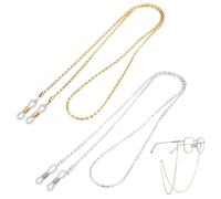 2 PCS Eye Glasses Chain, Chain for Glasses Around neck Women Men Featuring Gold Silver Colors, Adjustable Anti-Lost Retainer Lanyard Necklace for Glasses Sunglasses and Masks