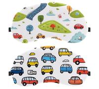 2 PCS Eye Mask, Doodles Cartoon Cute Various Cars Sleep Mask for Side Sleeper, Soft Sleeping Eye Mask for Women Men, Complete Light Blocking, Zero Pressure Night Blindfold