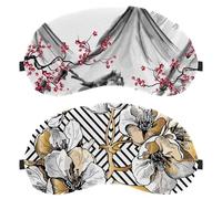 2 PCS Eye Mask, Flower Simple Northern Europe Sleeping Eye Mask for Side Sleeper, Zero Eye Pressure Night Blindfold, Adjustable Sleep Cover, Completely Block Out Light Eye Shade