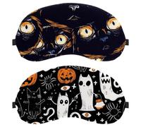 2 PCS Eye Mask for Side Sleeper, Ghost Halloween Pumpkin Cat Sleeping Mask, Sleep Eye Mask, Soft Eye Shade Cover for Travel, Nap, Plane, Light Blocking