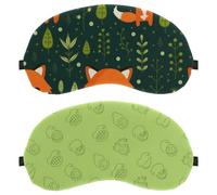 2 PCS Eye Mask for Side Sleeper, Green Background Hand Drawn Fruits Pattern Sleeping Mask, Sleep Eye Mask, Soft Eye Shade Cover for Travel, Nap, Plane, Light Blocking