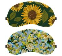 2 PCS Eye Mask for Side Sleeper, Hand Painted Flowers Blue Yellow Sleeping Mask, Sleep Eye Mask, Soft Eye Shade Cover for Travel, Nap, Plane, Light Blocking