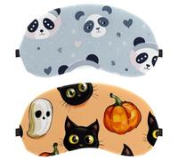 2 PCS Eye Mask for Side Sleeper, Sleeping Mask, Halloween Black Cats Head Pumpkin Ghost Sleep Eye Mask, Soft Eye Shade Cover for Travel, Nap, Plane, Light Blocking