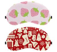2 PCS Eye Mask for Side Sleeper, Sleeping Mask, Red Christmas Elements Bell Snowman Elk Sock Sleep Eye Mask, Soft Eye Shade Cover for Travel, Nap, Plane, Light Blocking