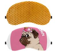 2 PCS Eye Mask for Side Sleeper, Sleeping Mask, Sleep Eye Mask, Pug Pugicorn Dog Soft Eye Shade Cover for Travel, Nap, Plane, Light Blocking