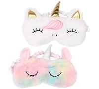 2 PCS Eye Mask for Sleeping Kids, Unicorn Kids Sleeping Mask Cute 3D Animal Eye Masks Plush Sleep Mask Girls Cartoon Blindfold Eyeshade Travel Eye Cover for Girls Adult Children Style 1