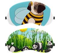2 PCS Eye Mask, Four Pandas in The Green Bamboo Field Sleep Mask for Side Sleeper, Soft Sleeping Eye Mask for Women Men, Complete Light Blocking, Zero Pressure Night Blindfold