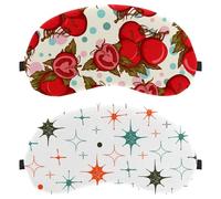 2 PCS Eye Mask Green Orange Black Star Pattern Dot, Sleep Mask for Side Sleeper, Soft Sleeping Eye Mask for Women Men, Complete Light Blocking, Zero Pressure Night Blindfold