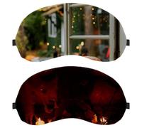 2 PCS Eye Mask, Halloween Scary Atmosphere Pumpkin Sleeping Eye Mask for Side Sleeper, Zero Eye Pressure Night Blindfold, Adjustable Sleep Cover, Block Out Light Eye Shade