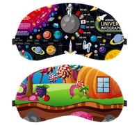 2 PCS Eye Mask, Pumpkin House and Chocolate River Sleeping Eye Mask for Side Sleeper, Zero Eye Pressure Night Blindfold, Adjustable Sleep Cover, Completely Block Out Light Eye Shade