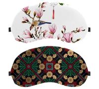 2 PCS Eye Mask Retro Flower Geometry, Sleep Mask for Side Sleeper, Soft Sleeping Eye Mask for Women Men, Complete Light Blocking, Zero Pressure Night Blindfold