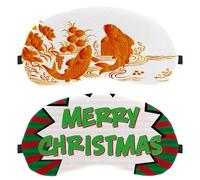 2 PCS Eye Mask, Sleep Mask for Side Sleeper, Comic Style Merry Christmas Soft Sleeping Eye Mask for Women Men, Complete Light Blocking, Zero Pressure Night Blindfold