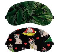 2 PCS Eye Mask Sleep Mask for Side Sleeper Funny King Pug Puppy Dog Crown Heart Soft Sleeping Eye Mask for Women Men Complete Light Blocking Zero Pressure Night Blindfold