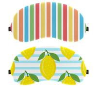2 PCS Eye Mask, Sleep Mask for Side Sleeper, Lemons Fruits on Blue Striped Soft Sleeping Eye Mask for Women Men, Complete Light Blocking, Zero Pressure Night Blindfold