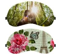 2 PCS Eye Mask, Sleep Mask for Side Sleeper, Paris Vintage Postcard Soft Sleeping Eye Mask for Women Men, Complete Light Blocking, Zero Pressure Night Blindfold