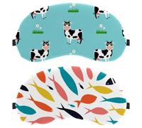 2 PCS Eye Mask, Sleeping Eye Mask for Side Sleeper, Colorful Fishes Zero Eye Pressure Night Blindfold, Adjustable Sleep Cover, Completely Block Out Light Eye Shade
