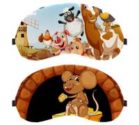 2 PCS Eye Mask, Sleeping Eye Mask for Side Sleeper, Cue Mouse Eating Cheese Zero Eye Pressure Night Blindfold, Adjustable Sleep Cover, Completely Block Out Light Eye Shade